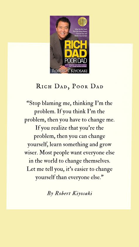 "Rich Dad Poor Dad" is an eye-opening exploration of financial literacy and wealth-building strategies. Robert Kiyosaki uses a captivating narrative style to convey essential financial principles, making it accessible to readers of all backgrounds. The book revolves around the starkly different financial philosophies imparted by Kiyosaki's two father figures, offering valuable insights that challenge conventional wisdom about money and success. Rich Dad Poor Dad Quotes, Money Psychology, Rich Dad Poor Dad Book, Letter To My Boyfriend, Robert T Kiyosaki, Progress Quotes, Money And Success, Habit Quotes, Biology Facts