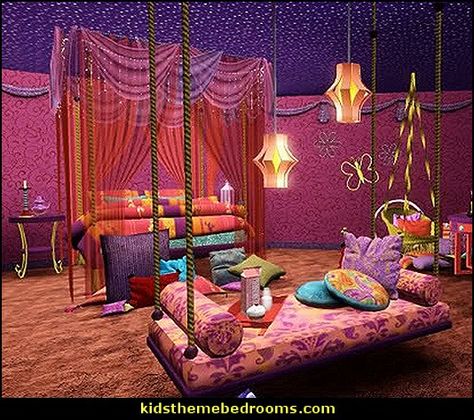 Moroccan Bedroom Ideas Arabian Nights, Genie Bedroom Ideas, Moraccon Theme Bedroom, Morracan Room Ideas, Genie Room, Genie Bedroom, Arabian Bedroom Ideas, Bohemian Bedroom Decor Moroccan Style, Moroccan Bedroom Ideas