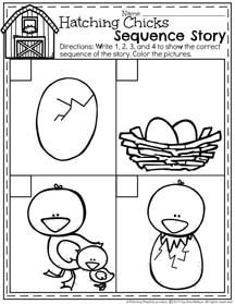 Spring Preschool Worksheet - Hatching Chicks Sequence Story April Preschool Worksheets, Sequence Activities, Sequence Story, Sequence Worksheet, Preschool Pattern Worksheets, Spring Worksheets Preschool, April Preschool, Preschool Patterns, Sequencing Worksheets