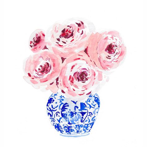 "\"Pink Peonies Blue Vase\" art print for the peony lover in your life features my original watercolor illustration. Print Details: Vertical orientation. This listing is for a professional museum quality art print created with fade resistant 19pt Savoy Cotton archival paper and ink of my original watercolor artwork. Available as an 8x10 or 11x14 size. FRAME AND HANGING IS FOR STYLING PURPOSES ONLY AND IS NOT INCLUDED IN YOUR PURCHASE. Shipping Details: Print will be shipped flat. Framing suggest Vase Bouquet, Bouquet Art, Dorm Art, Watercolor Peonies, Vase Art, Modern Watercolor, 11x14 Print, Floral Illustration, Printed Art