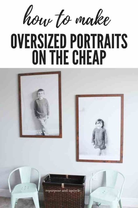 how to make oversized pictures or portraits with engineered prints #OVERSIZEPORTRAITS #DIYengineeredprints #howtomakecheappictures #cheapportraits #portrait #portraitphotography #oversizedpictures Oversized Pictures Wall Art, Printed Photo Ideas, Kids Pictures On Wall, Engineered Prints, Chore Jar, Decorate With Pictures, Printing Pictures, Sunset Decor, Wood Poster