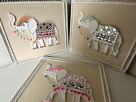 Lippan Art Elephant Design, Mud Mirror Work, Mould Art, Lipan Art, Mud Art, Diwali 2024, Pichwai Art, Disney Canvas Art, Ceramic Wall Sculpture