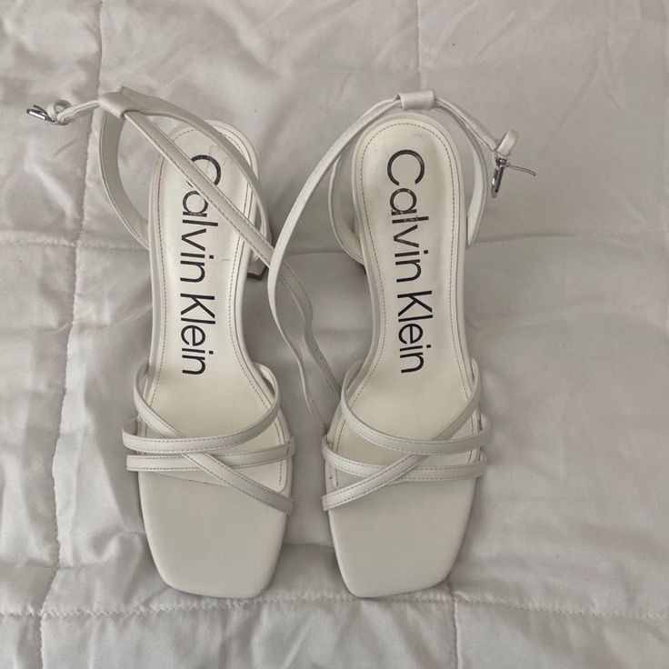 Never Used, And Cute For Many Occasions! Calvin Klein Heels, Calvin Klein White, Calvin Klein Shoes, Womens Calvin Klein, Shoes Women Heels, Calvin Klein, Shoes Heels, Color White, Women Shoes