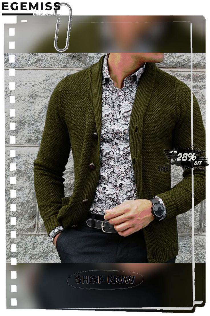 Men's Cardigan Single-breasted Sweater Men's Cardigan, Mens Cardigan, Cardigan Tops, Single Breasted, Army Green, Women's Top