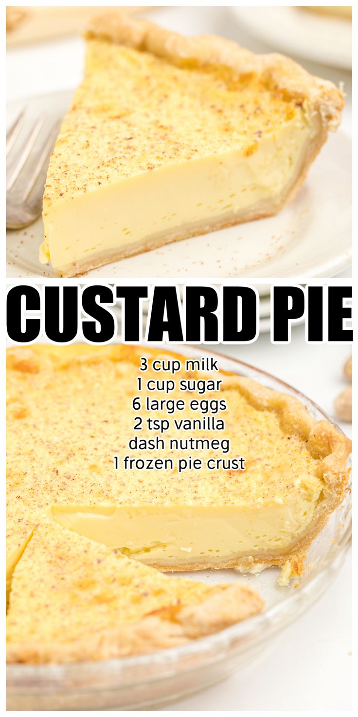 This Old fashioned Custard Pie is a rich recipe that has been gracing dinner tables for over 200 years! With only 6 ingredients, it's so easy to make and incredibly delicious! Dang Good Pie Recipe, Corn Pie Recipe Sweet, Recipes For Pies, Famous Pie Recipes, Old Fashioned Custard Pie, Custard Pie Recipes, Crustless Custard Pie, Easy Custard Pie, Condensed Milk Pie Recipes