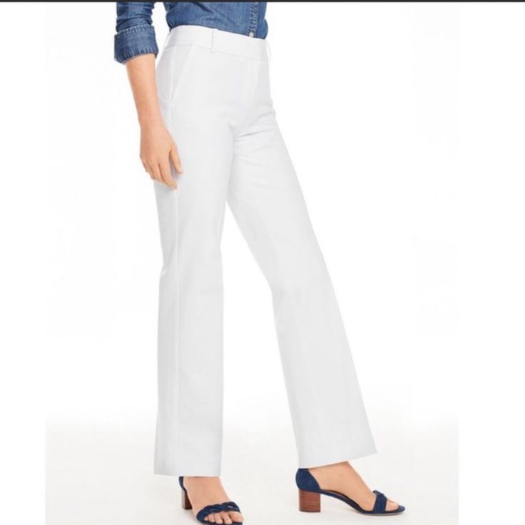 Heaven-On-Earth Softness. In A Classic Straight-Leg Silhouette. Easy To Wear, Easy To Style. Also Offered In Curvy Fit, Waist 15” Rise 10” Inseam 29.5” White Cotton Bottoms For Office, White Cotton Bottoms, Flatter Tummy, Petite Curvy, Classic Style Women, New Pant, Straight Dress, Pants Color, Newport