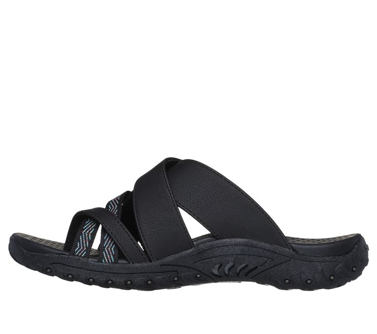 Explore the great outdoors in boundless comfort with Skechers Reggae - Sunday Stroll. This trail slide sandal features a synthetic and woven fabric upper with a cushioned comfort footbed. | Skechers Women's Reggae - Sunday Stroll Sandals | Medium Width | Cushioned comfort footbed | Crafted with 100% vegan materials | Synthetic and woven fabric upper | Strappy outdoor trail slide sandal design | 1-inch heel | Skechers Sandal Design, Summer Clearance Sale, Summer Clearance, Lace Up Wedges, Wide Shoes, Shoes Flats Sandals, Skechers Women, Designer Sandals, Great Outdoors