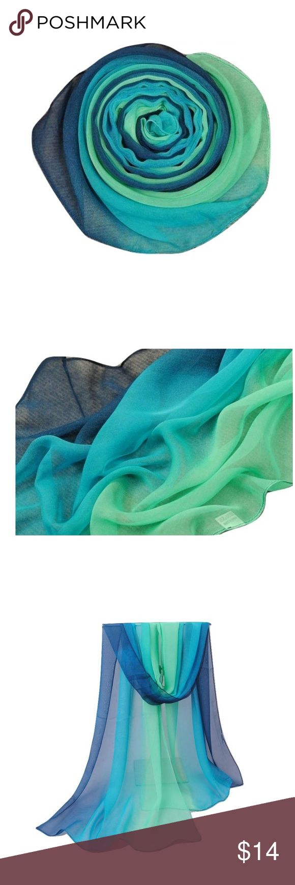 Blue & Green Diaphanous Ombre Scarf An impossibly thin, lightweight, sheer scarf in blue and green ombré. Drapes beautifully.  Approximately 19.5" x 63"  By Paper & Quartz  *** Bundle to save! *** Paper & Quartz Accessories Scarves & Wraps Ombre Scarf, Sheer Scarf, Green Ombre, New Item, Blue And Green, Tie Dye Skirt, Scarf Wrap, Scarf Accessory, Blue Green