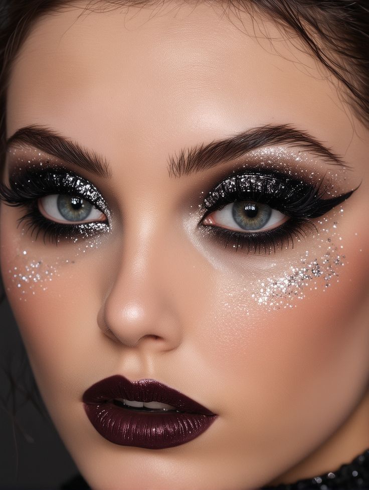 Villian Era Makeup, Witch Make Up Ideas, Witchy Eye Makeup, Modern Witch Makeup, Dark Queen Makeup, Glam Goth Makeup, Dark Glam Makeup, Goth Glam Makeup, Dark Angel Makeup