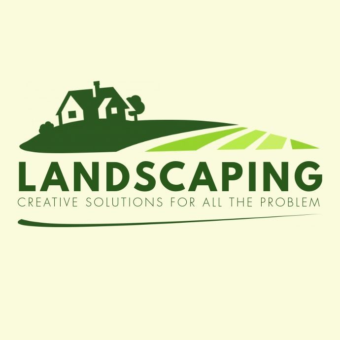 the logo for landscaping and lawning company, with an image of a house on top of