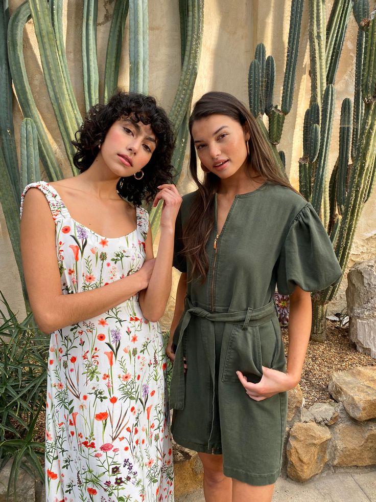 The throw-on and go mini. ​ Puff Sleeve Zip Through Dress​ Oasis Dress, Earthy Color Palette, Dressing Up, Quick Delivery, Fashion Face, Botanical Prints, Perfect Summer, Dress Collection, Denim Dress