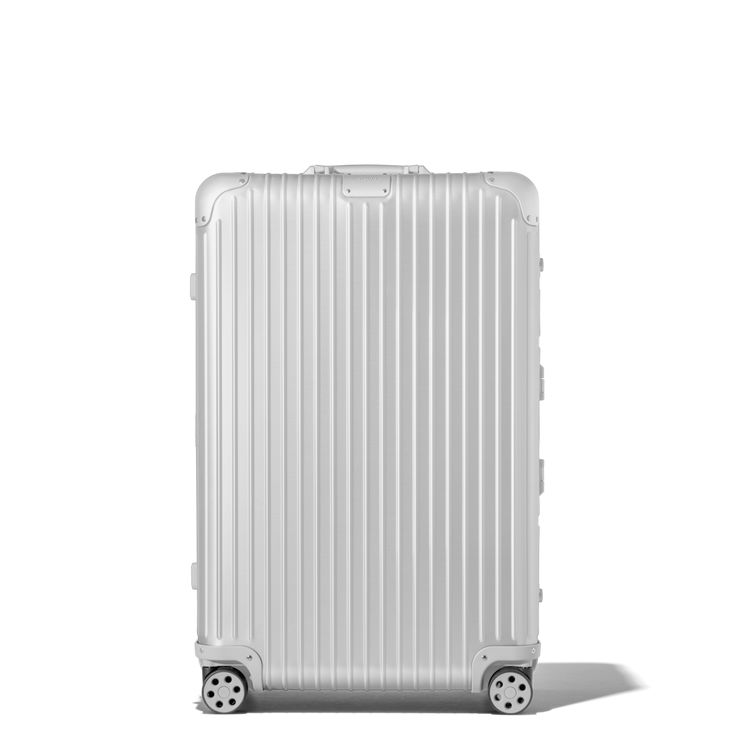 Crafted from high-end anodized aluminum, RIMOWA Original is an iconic luggage design, instantly recognizable with its sleek lines and signature grooves. Within a vast range of sizes, find your trusted and durable companion for your business and leisure travels. Ideal for 14 to 15 days of travel, the RIMOWA Original Check-In L in silver features several ingenious functionalities: - Stage-free telescopic handle - RIMOWA Multiwheel® System - TSA-approved locks - Flex Divider Includes a complimentar Rimowa Suitcase, Olympic Airlines, Luggage Design, Air Transat, South African Airways, Asiana Airlines, China Airlines, Vietnam Airlines, Air China