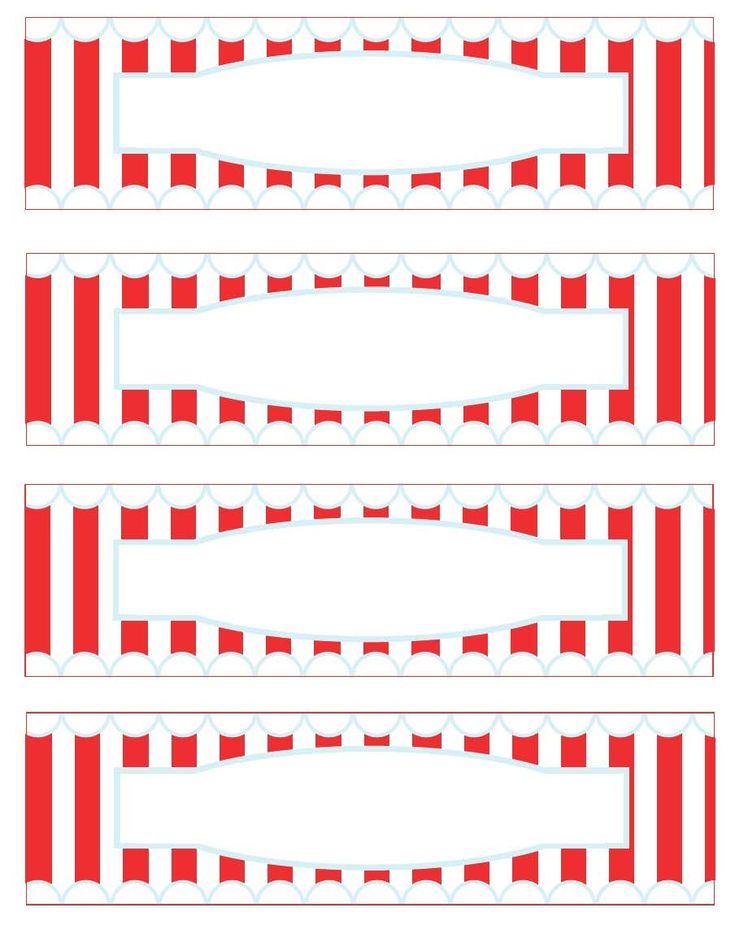 four red and white striped paper strips