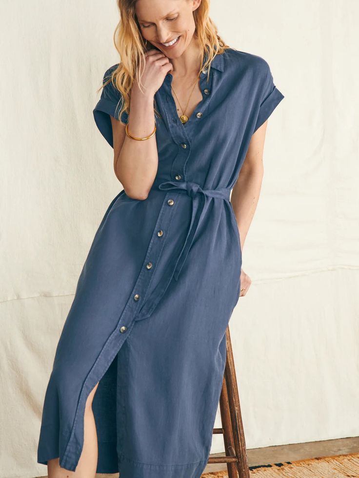 Arlie Shirtdress - Antique Bronze | Faherty Brand Summer Washed Button-up Shirt Dress, Summer Collared Washed Dresses, Summer Washed Collared Dress, Collared Summer Dress, Cotton Button-up Dress With Rolled Sleeves, Button-up Cotton Dresses With Rolled Sleeves, Summer Washed Cotton Shirt Dress, Summer Cotton Washed Shirt Dress, Casual Washed Cotton Shirt Dress