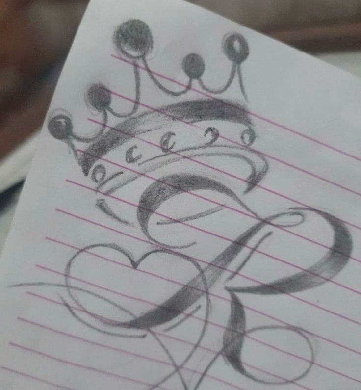 a drawing of a crown on lined paper