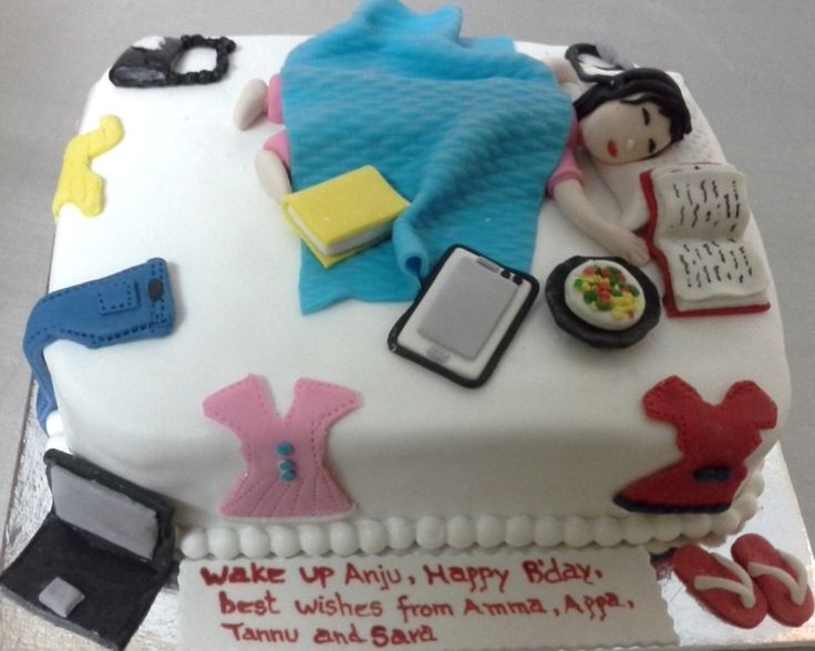 a cake decorated with various items on it