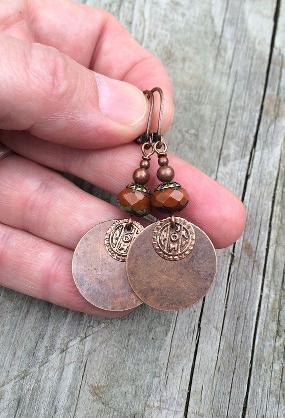 Homemade Jewerly, Stile Hippie Chic, Boho Earrings Diy, Penny Jewelry, Earrings Handmade Boho, Orange Earrings, Hippie Earrings, Earrings Bohemian, Bohemian Earrings