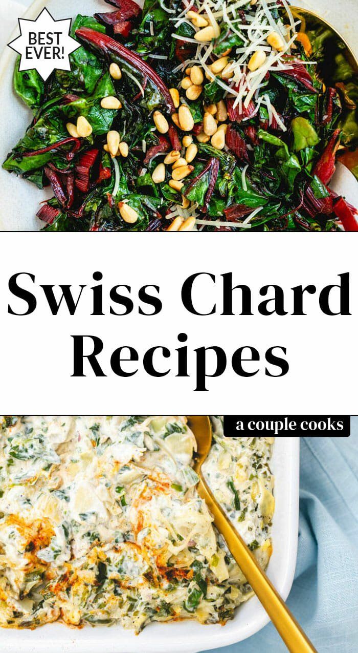 swiss chard recipes with text overlay