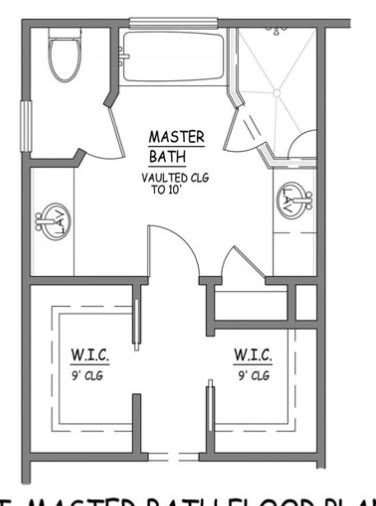 the master bath floor plan is shown