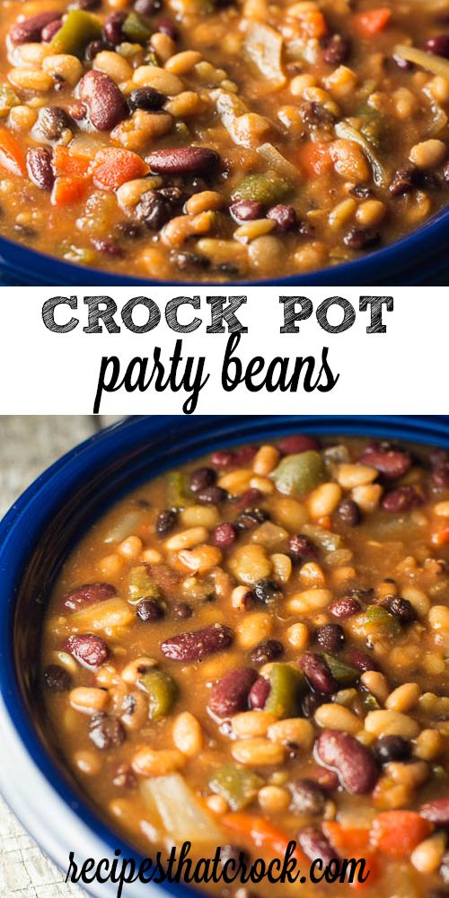 two bowls of crock pot party beans