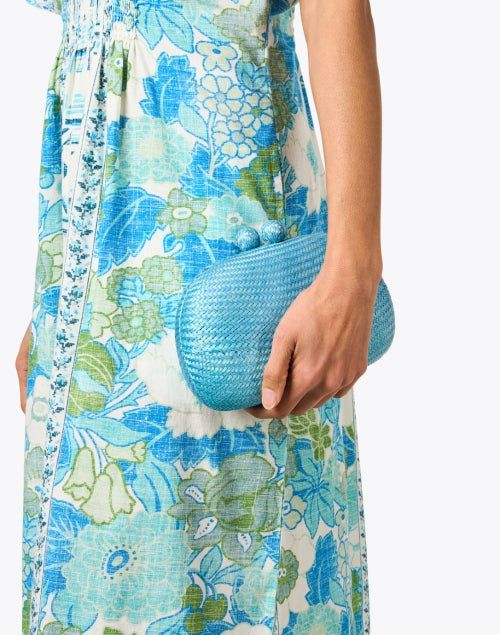 Update your special occasion look with Serpui's Hope clutch. It features a delicate closure, a beautiful blue hue and a removable beaded strap. Style this unique straw clutch with everything from a shift dress to cocktail attire for an effortlessly polished look. For more new styles, visit our Summer 2023 Catalog. Blue Rectangular Clutch For Vacation, Blue Formal Bags For Spring, Elegant Woven Clutch For Vacation, Chic Woven Clutch For Spring, Blue Rectangular Summer Clutch, Formal Woven Bags For Summer, Chic Summer Evening Bag For Formal Occasions, Chic Summer Formal Clutch, Chic Formal Summer Clutch