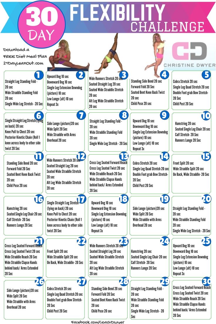 the 30 day flexibility challenge is shown here