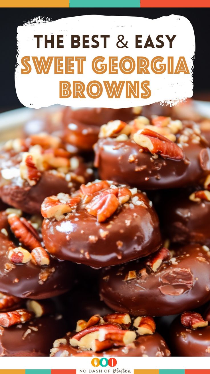 the best and easy sweet georgia brownies with pecans on top in a bowl