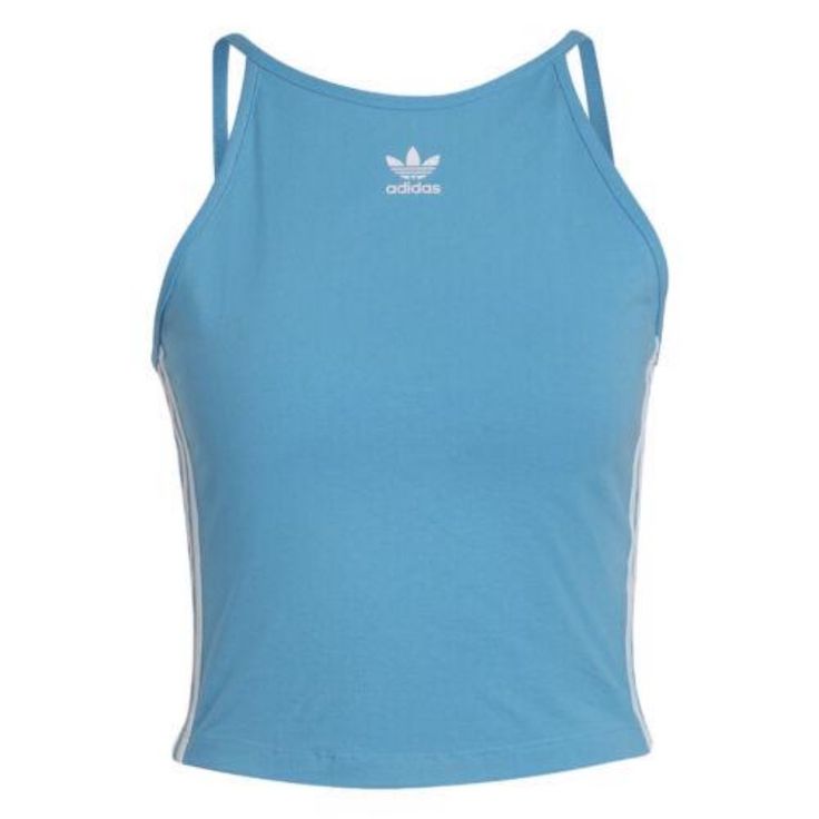 Details The '90s Are Back With This Adidas Tank Top But Only The Good Parts. Like That Pop Star Baby Tee Vibe. Or The Flashes Of Sport, Served Up Here With Signature 3-Stripes Lining The Sides And A Small Adidas Trefoil On The Chest. Then There's The Low Back, A Contrast Against The Higher Neckline. Wear It On Its Own, Or If You Want To Go Full '90s, Just Layer A Contrast Tee Underneath. New With Tag Any Questions Please Ask Before Purchasing Fast Shipping With Tracking Affordable White Adidas Top, Adidas Tank Top, 90s Adidas, Adidas Trefoil, Blue Tank Top, Workout Tank Tops, Blue Adidas, Active Wear Tops, Baby Tee