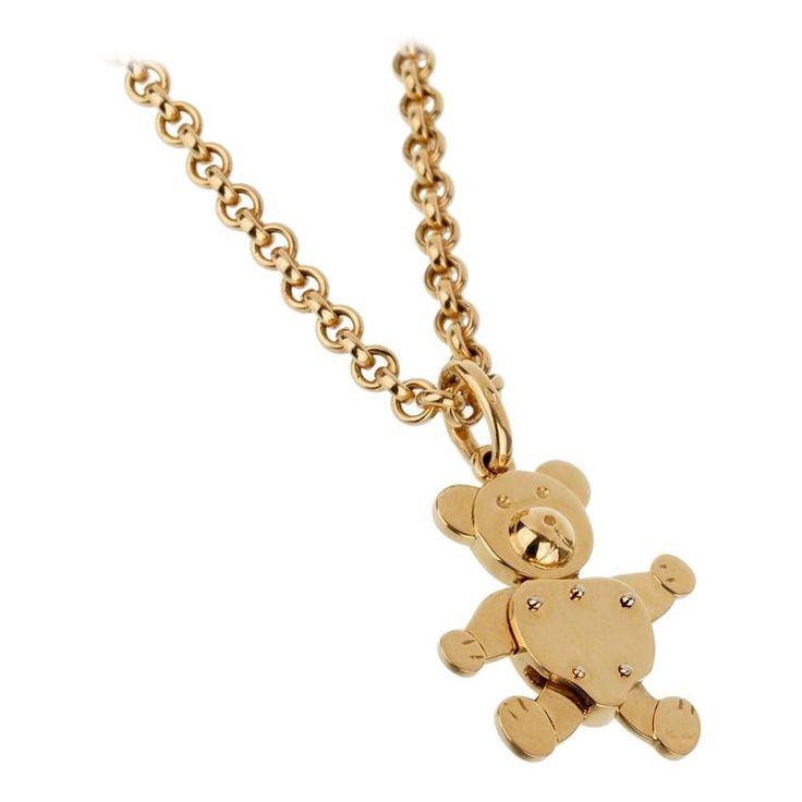 Teddy Bear Necklace, White Gold Pendant Necklace, Sapphire Necklace Pendants, White Gold Sapphire, Bear Necklace, Yellow Gold Necklace, Bear Pendant, Gold Long Necklace, Gold Cross Pendant