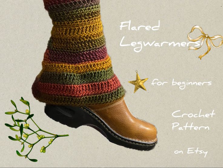 a crocheted boot is sitting on top of a plant with the caption, fierce leg warmers for beginners crochet pattern