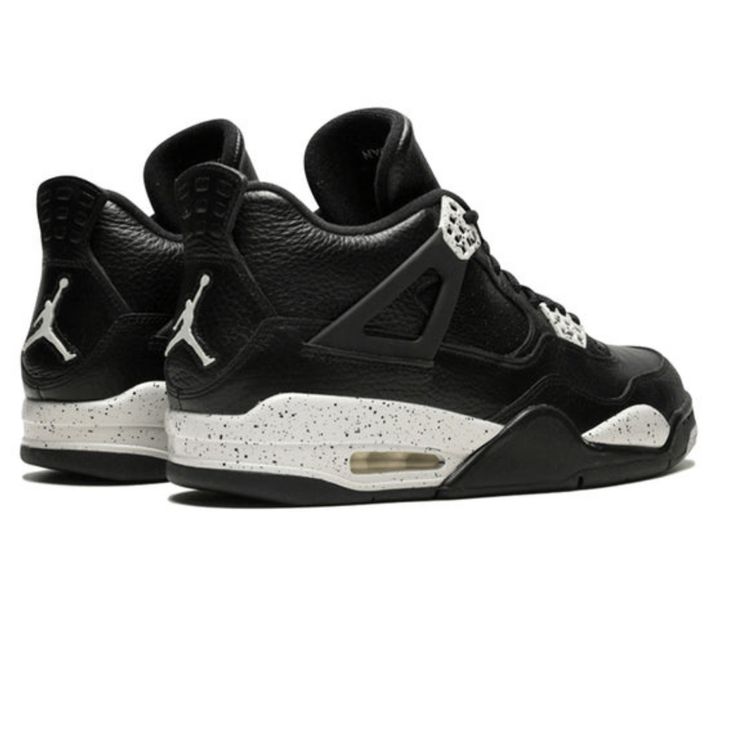 The Air Jordan 4 Retro LS ‘Oreo’ is a delectable iteration of the iconic sneaker, blending classic design with a mouthwatering twist. This edition features a rich, black leather upper that exudes a premium feel, reminiscent of the cookie part of an Oreo. The distinctive speckled detailing on the midsole and eyelets mimics the cookie’s [...] Urban Air Jordan 4 With Boost Midsole For Streetwear, Leather Custom Sneakers For Streetwear, Modern Air Jordan 4 High-top For Sports, Air Jordan 4 White Sole Lace-up For Streetwear, Modern High-top Air Jordan 4 For Sports, Casual Air Jordan 4 With Rubber Sole For Streetwear, Black Sneakers With Gum Sole And Round Toe, Black Round Toe Sneakers With Gum Sole, Air Jordan 4 Low-top With Contrast Sole