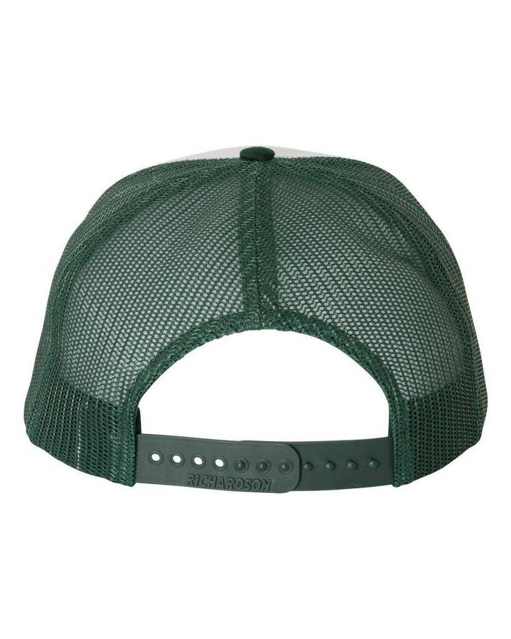 Richardson 112 - Trucker Snapback - WHITE/DK GREEN - OSFA | Richardson Trucker Snapback Cap in White/Dark Green Size Adjustable | Mesh Snapback Cap, Trucker Cap, Everyday Fashion, Baseball Cap, Dark Green, Mesh, Hats, Green, White