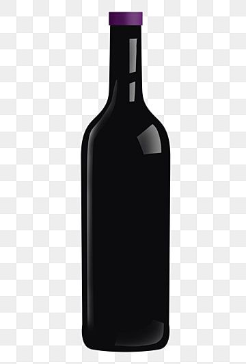 a black bottle with a purple cap on it, sitting in front of a white background