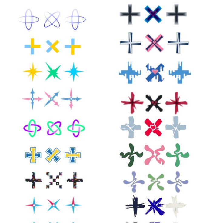 several different types of crosses on white paper