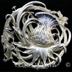 thistle - representing Scotland in this Fonfoneata Silver buckle c1900 Thistle Jewellery, Fleurs Art Nouveau, Art Deco Jewellery Design, Bijoux Art Nouveau, Art Nouveau Ring, Nouveau Jewelry, Scottish Jewellery, Art Nouveau Jewelry, S Design