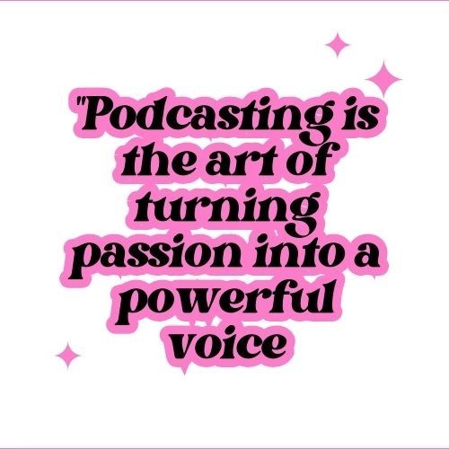 a pink and black quote on a white background with the words, broadcasting is the art of turning passion into a powerful voice