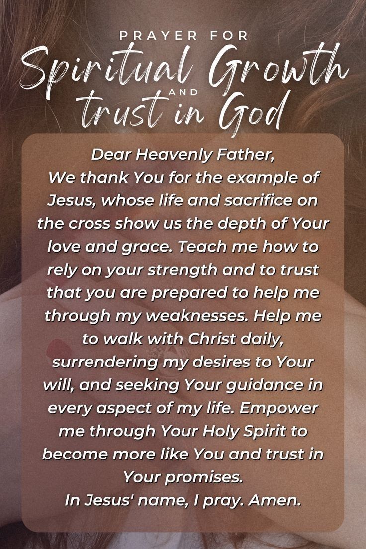 a woman's prayer with the words, pray for spirit and trust in god