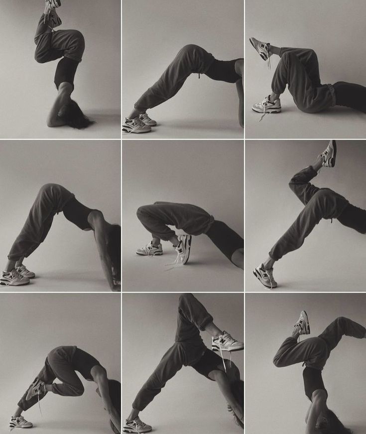 a series of photos showing a man doing different poses