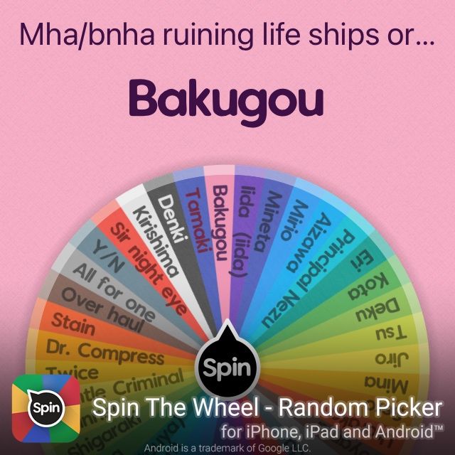 the spin wheel with words on it and an image of a pink background that says bak