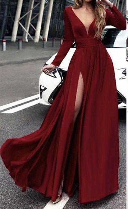 - story in process -   Lee Soomin , a normal girl going to a normal s… #fanfiction #Fanfiction #amreading #books #wattpad V Neck Prom Dress, Long Sleeve Evening Gowns, V Neck Prom Dresses, Burgundy Prom Dress, Satin Long Sleeve, Evening Gowns Formal, Prom Dresses Long, Dream Dress, Dark Red