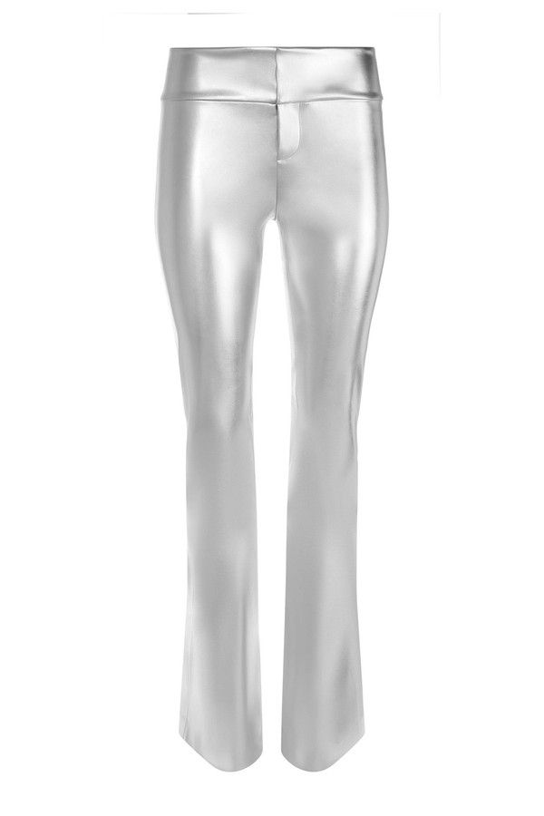 Find ALICE + OLIVIA Olivia Vegan Pant on Editorialist. Description Our signature vegan leather pant, now in a striking silver that is just oh-so-fun. The bootcut leg and wide waistband is incredibly flattering, not that you need any help. Pair this silver vegan pant with bodysuits, blouses, tanks, you name it. Details Vegan leather Bootcut Low rise Wide waistband Hidden hook and zipper closure 100% polyurethane Dry clean only Imported Fit Model is wearing a size 2 and her measurements are 510, 3 Wide Leg Jeans Cropped, Hair Care Gifts, Chelsea Boots Mens, Metallic Pants, Leather Pant, Chelsea Boots Men, Bell Bottom Pants, Shoe Print, Faux Leather Pants