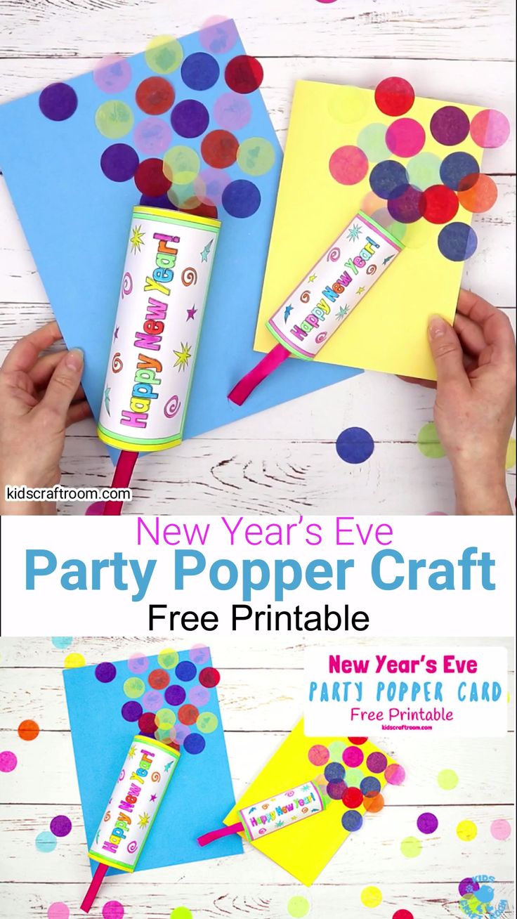 new year's eve party popper craft with free printables for kids