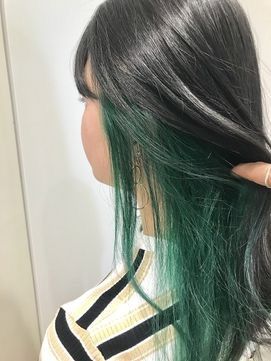 Half Colored Hair, Underdye Hair, K Plus, Hair Dyed Underneath, Hidden Hair Color, Half Dyed Hair, Dark Green Hair, Green Hair Dye, Hair Color Underneath