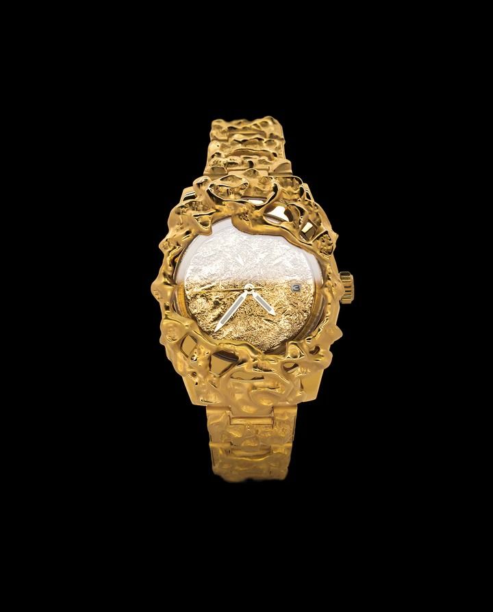 Gold Core in Eroded Gold – Alabaster Mechanical Movement, Sterling Silver Bands, Steel Watch, Stainless Steel Watch, Watch Case, Silver Band, Gold Vermeil, Jewelry Accessories, Plating