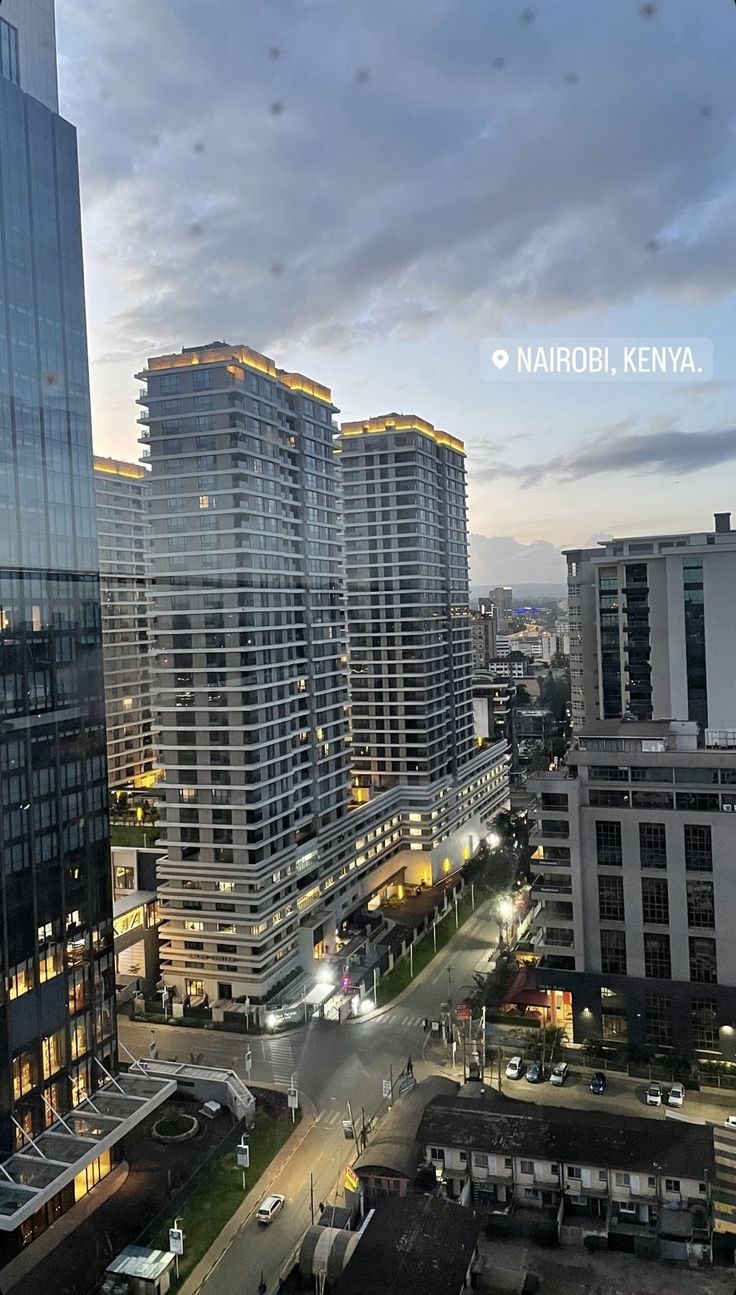 an aerial view of the city at night