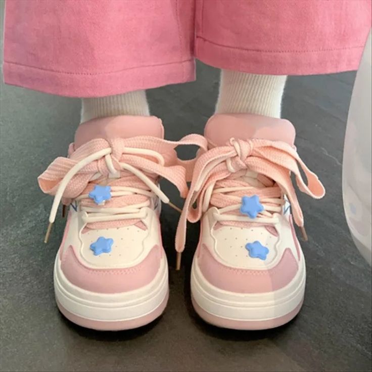 TAVIMART - Kawaii Platform Sports Shoes Women's Sneakers Tennis Female Casual Flats Spring Summer Vintage Vulcanize Cute Lolita Korean Pink Round Toe Platform Sneakers With Laces, Harajuku Style Lace-up Sneakers With Rubber Sole, Cute Skate Shoes With Round Toe For Streetwear, Pink Flat Platform Sneakers, Pink Platform Sneakers With Flat Heel, Spring Skate Shoes For School With Round Toe, Spring Round Toe Skate Shoes For School, School Skate Shoes For Spring With Round Toe, Kawaii Sneakers For Spring Streetwear