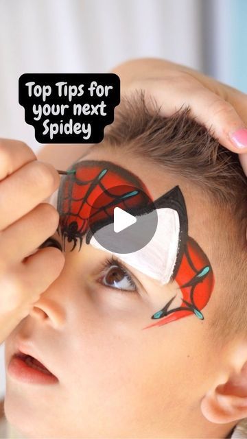 Miles Morales Face Paint, Pumpkin Face Paint For Kids, Fireman Face Paint, Spider Man Makeup Kids, Arm Painting Ideas, Ghost Spider Face Paint, Spiderman Makeup For Kids, Spidey Face Paint, Facepainting Ideas Kids