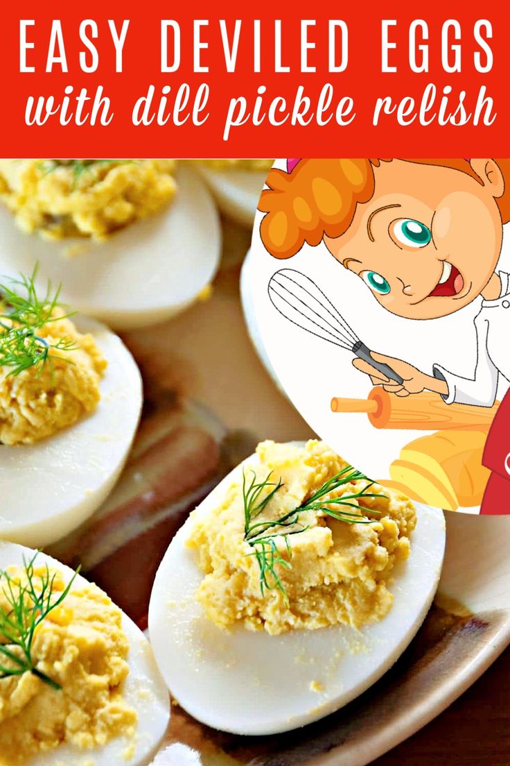 deviled eggs with dill pickle relish are an easy appetizer