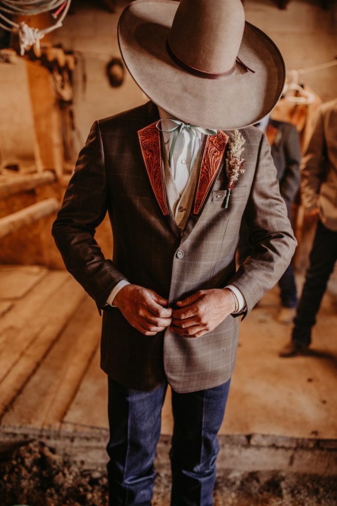 a man wearing a cowboy hat and suit