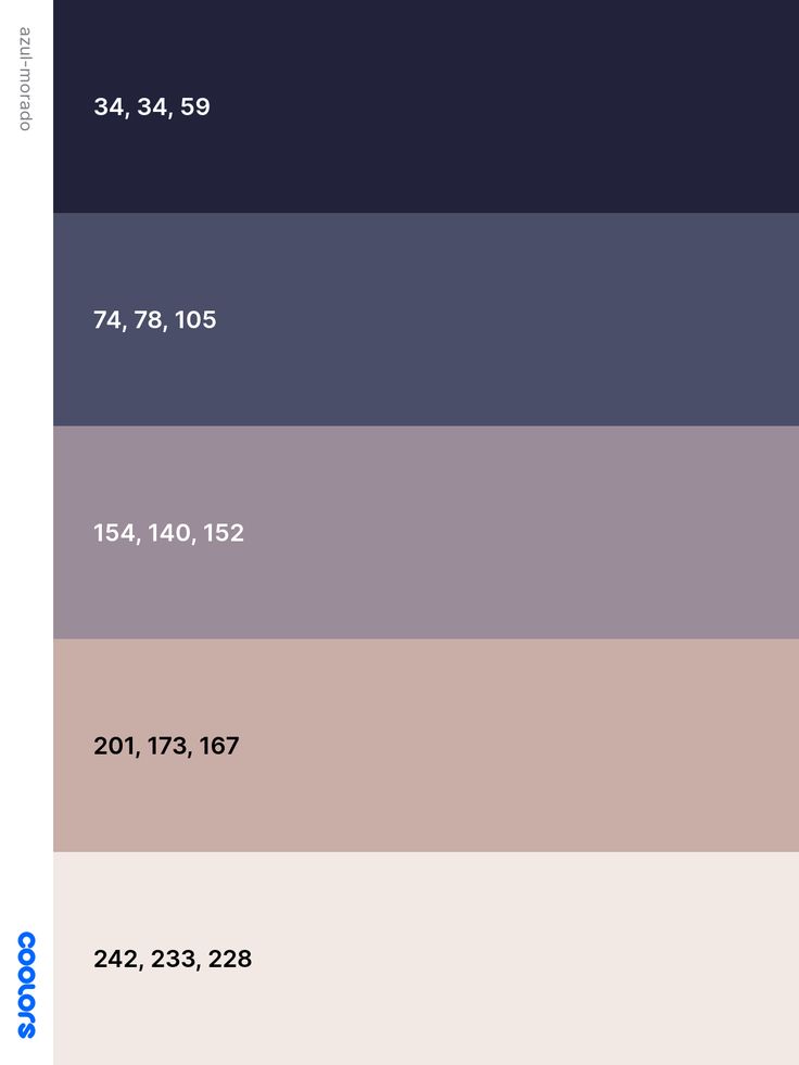 the color scheme for different shades of blue, pink, and purple is shown in this image